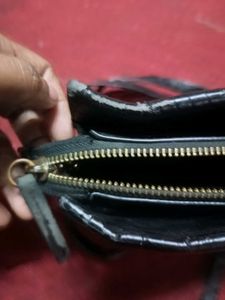 H&amp;M Black Sling Bag With Croc Finish