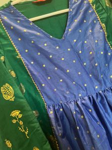 Blue &amp; Green ethnic festive Kurta