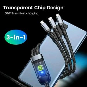 3-in-1 Fast Charging Cable  (Pack Of 2)