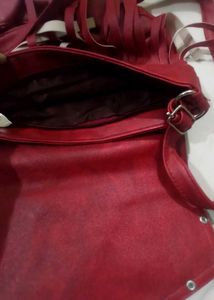 Chic Red Fringed Bow sling bag