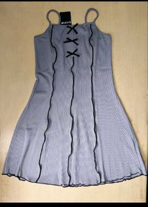 Comfy Grey Lace-Up Nightgown