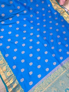 vintage Kanjivaram Blue &amp; Gold Saree