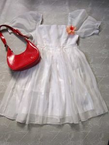 White Puffy Sleeve Party Dress