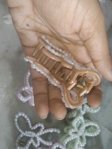 Pearl Bow Hair Claw Clips (Set of 7)