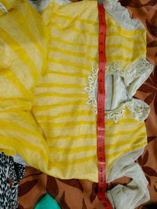 Yellow Striped Ethnic anarkali