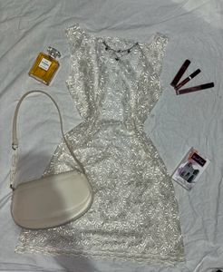 Lace White dress With Back Cut Out