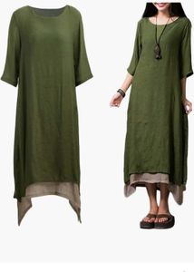 Linen Blend Midi Dress