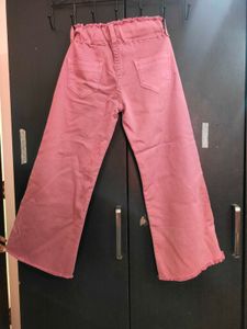 High Waisted Pink Wide Leg Jeans