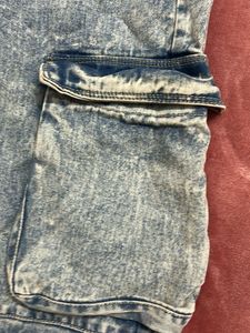 Womens Acid Wash Cargo Jeans