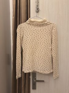 Floral Print Turtleneck lace Top
