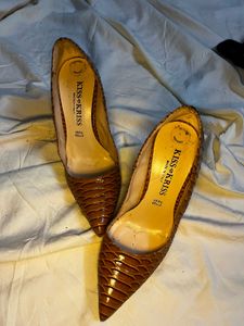 Chic Brown Snake Print Stiletto Heels