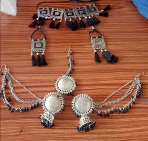 Navratri set of 10 Oxidized Silver jewellery se