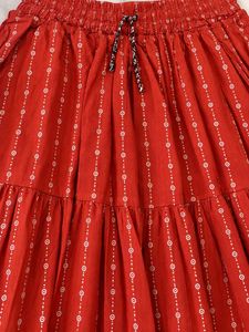 Orange Tiered Ethnic Skirt