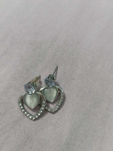 Heart Shaped Earrings with Rhinestones
