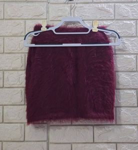 CRYX Japan Burgundy Fuzzy Knit Mini Skirt