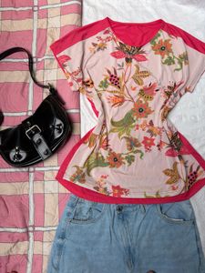 Y2K Cute Floral Print Tee