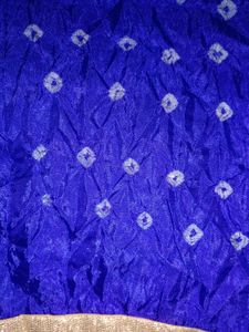 Royal Blue Bandhani Dupatta with Golden Border