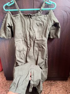 Olive Green Cold Shoulder Dress