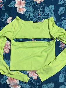 Lime Green Cut-Out Long Sleeve Top