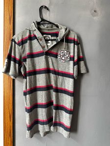 NUON Striped Hoodie half sleeve