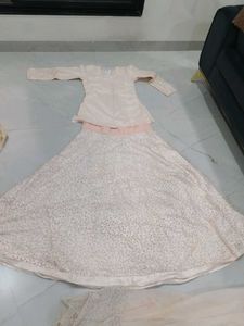 Elegant Cream Embroidered Lehenga Choli