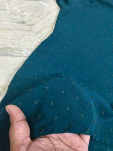 Teal Modest Kurti shirt with Button Detail