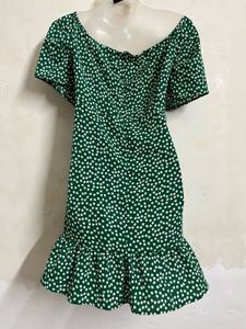 SHEIN BRANDED PLUS SIZE Green Polka Dot Mini Dress
