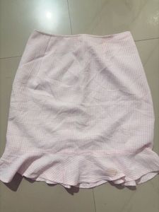Vintage Japanese Pink Gingham Tweed Ruffle Skirt (