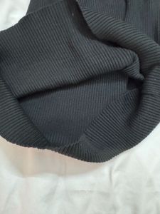 Black Ribbed Knit sweater Mini Dress