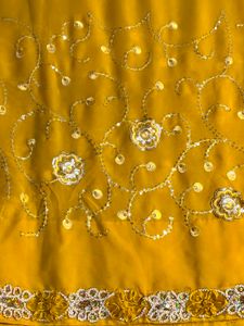 Beautiful Yellow studed Embroidered y2k Saree