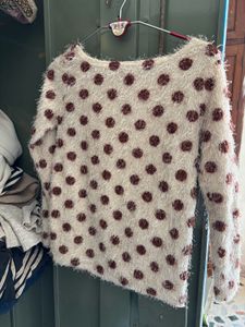Cute Polka Dot Floral Sweater