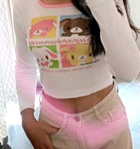 Cute Kawaii Long Sleeve Cropped Top