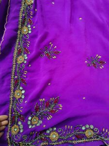Vibrant Purple Embroidered Saree