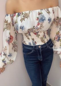 Floral Off-Shoulder Smocked Blouse