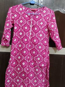 Vibrant Pink Geometric Print Kurta