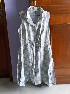 Sleeveless Floral Print Shirt Dress