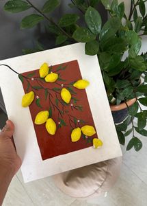 Handmade 3d Lemon Branch Artwork Acrylic painting