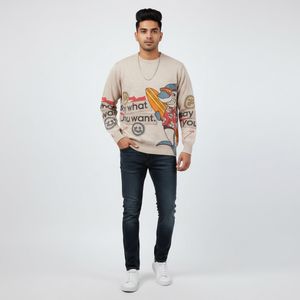 Unique Graphic Print Sweater
