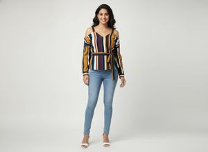 Striped Cold Shoulder Top
