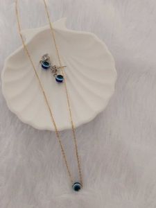 Evil Eye Necklace &amp; Earrings Set