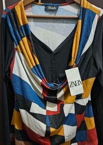 Geometric Print Long Sleeve Top