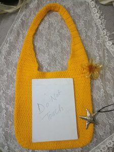 Handmade Crocheted Yellow Hobo Bag