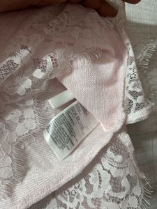 H&amp;M Pink Lace Trim Long Sleeve Top