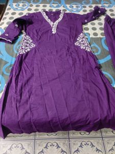 Purple Embroidered Kurta Set