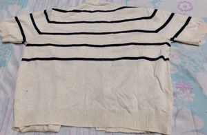 Striped Short Sleeve Cardigan