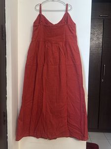 Red Button-Up Midi Dress