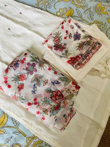 Brand W Elegant White Kurta Set with Floral Dupa