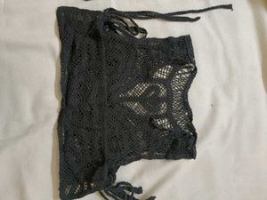 Black shirt with crochet top overlay