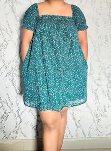 American Eagle bottle Green Floral Shift Dress