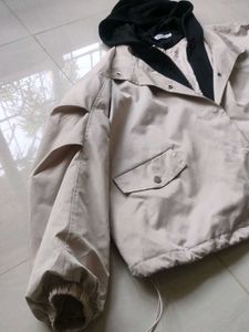 Stylish Beige Hooded Jacket